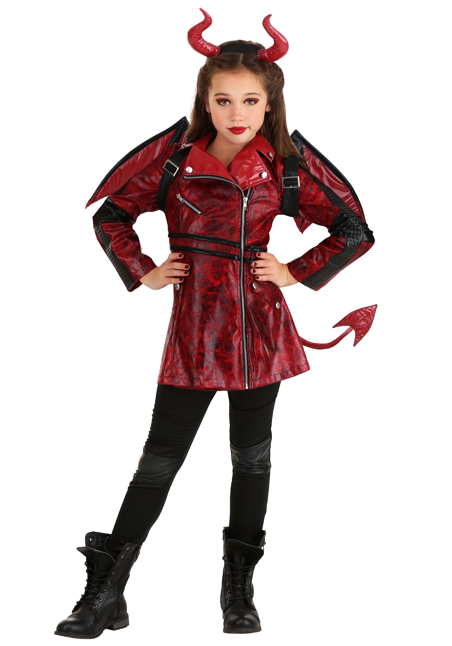 Girl's Leather Devil Costume