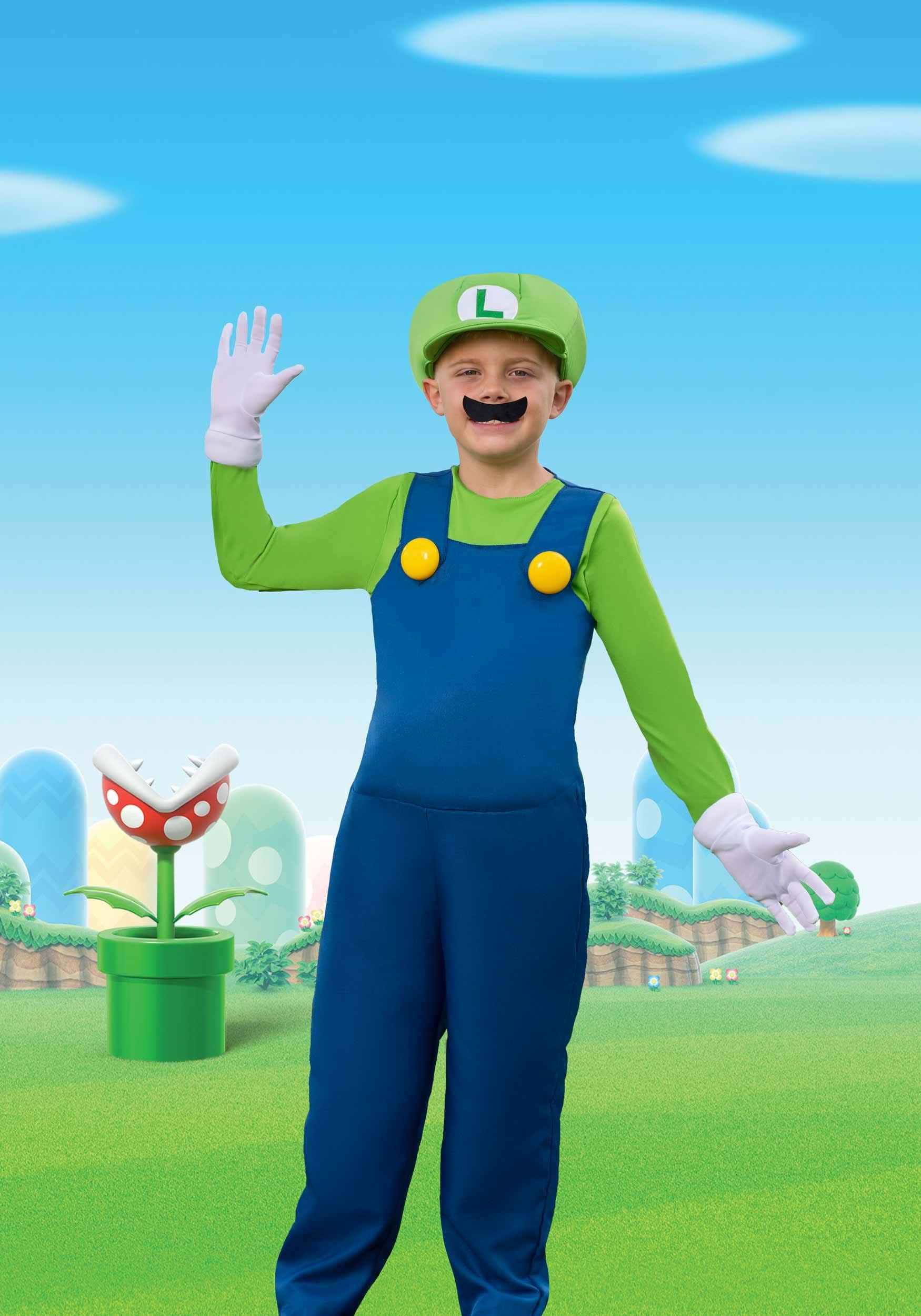 The Super Mario Brothers Boys Luigi Deluxe Costume