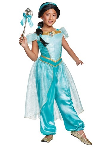 Women's Deluxe Aladdin™ Live Action Teal Jasmine Costume