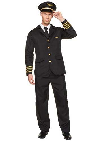 Zombie Airline Uniform Fancy Dress Pilot Cabin Crew Adult Costume Outfit  +Hat