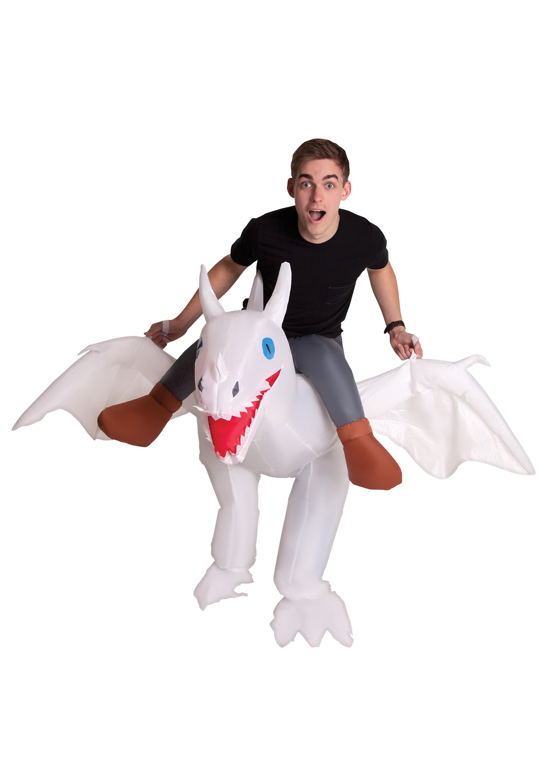 Inflatable White Ride on Dragon Costume for Adults