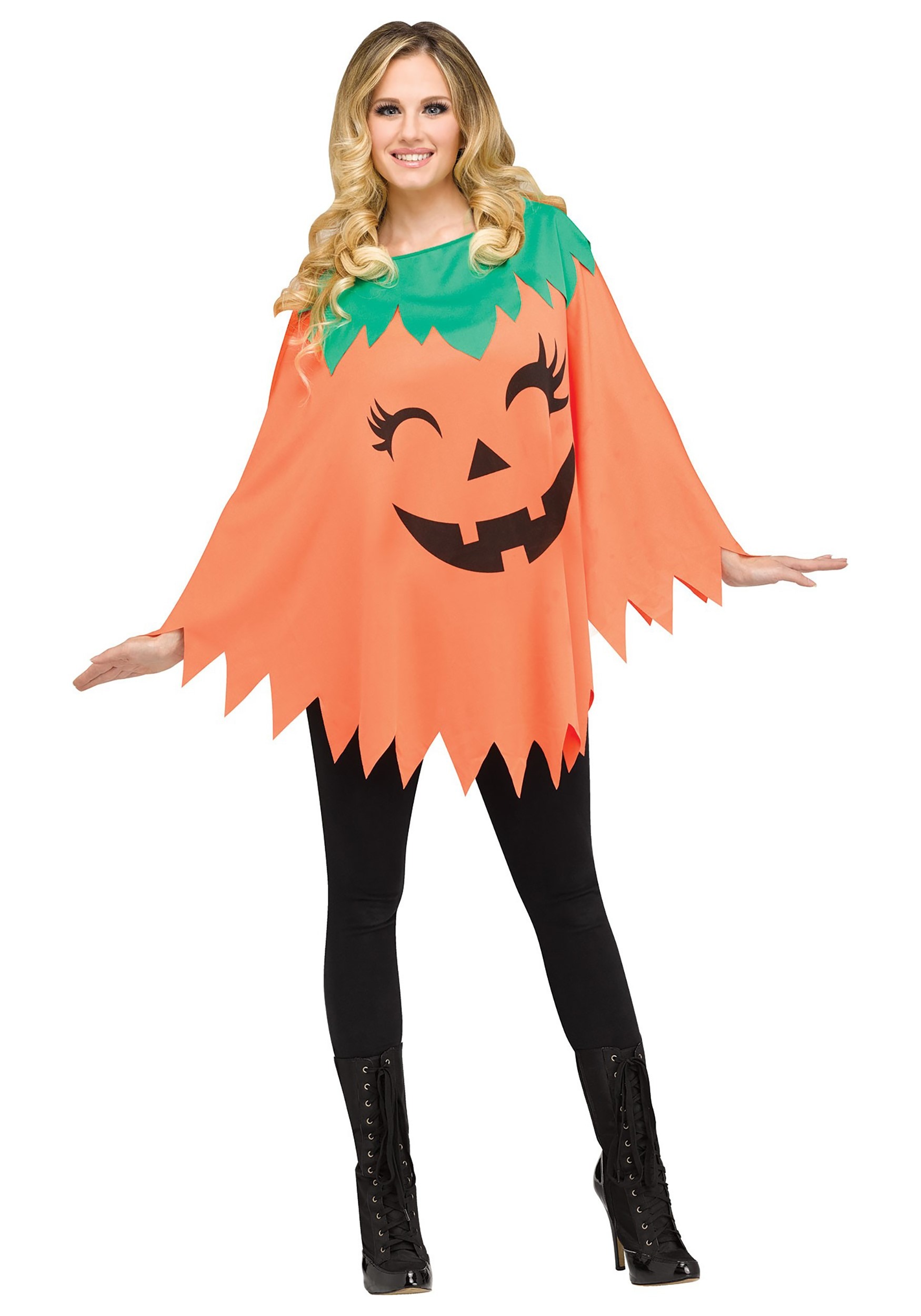 Jack O Lantern Pumpkin Poncho Adult Women Outfit Halloween New Styles