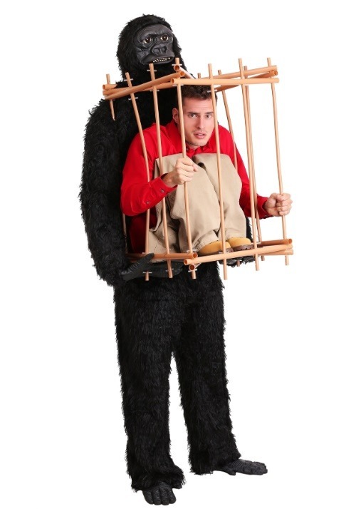 Gorilla With Man in a Cage Costume | Funny Adult Halloween Costumes