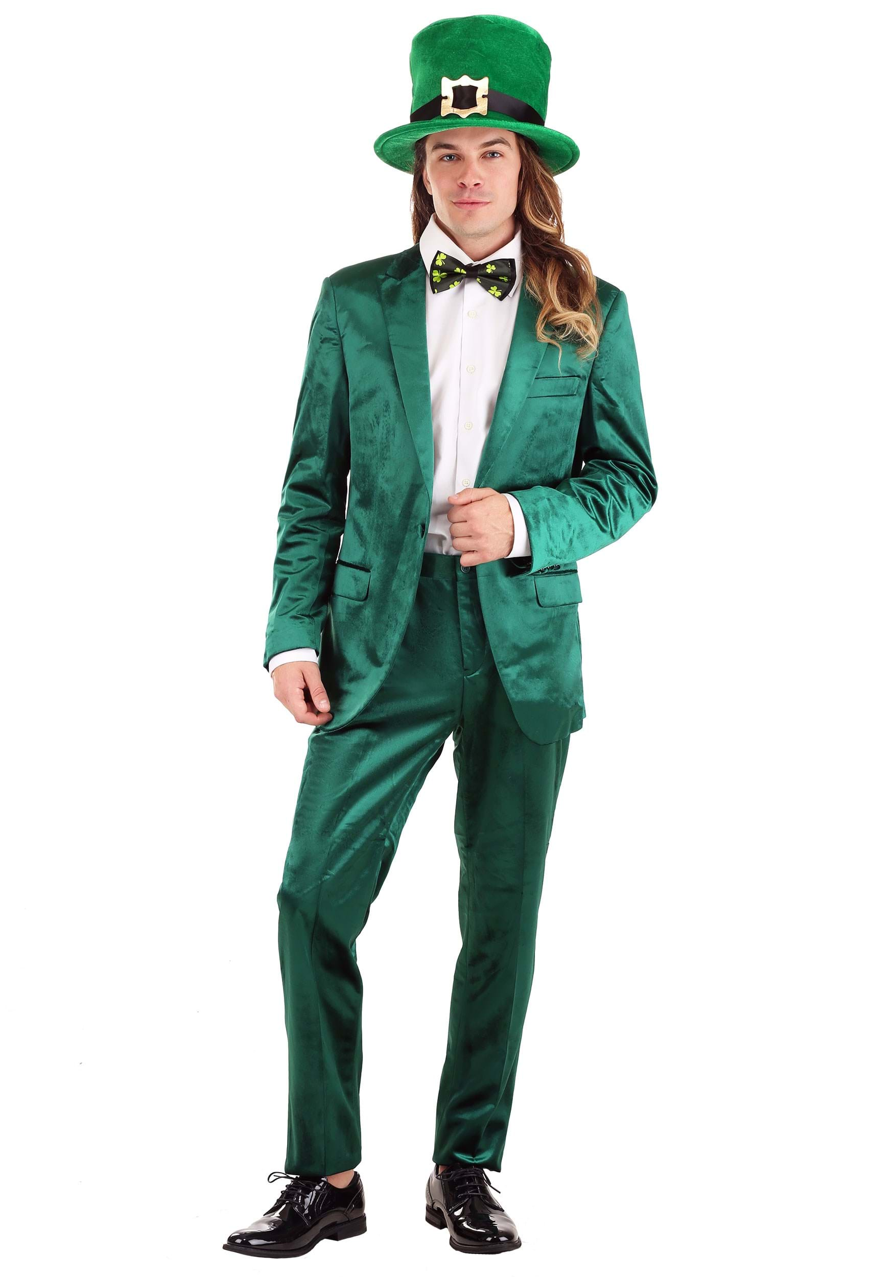 Mens Green St. Patricks Day Leprechaun Suit Costume