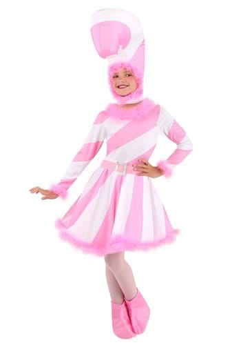 Girls Pink Candy Cane Dress Costume