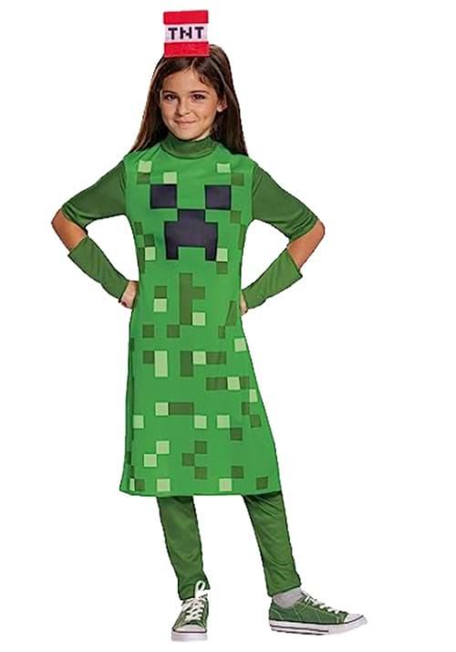 Girls Minecraft Creeper Classic Costume 