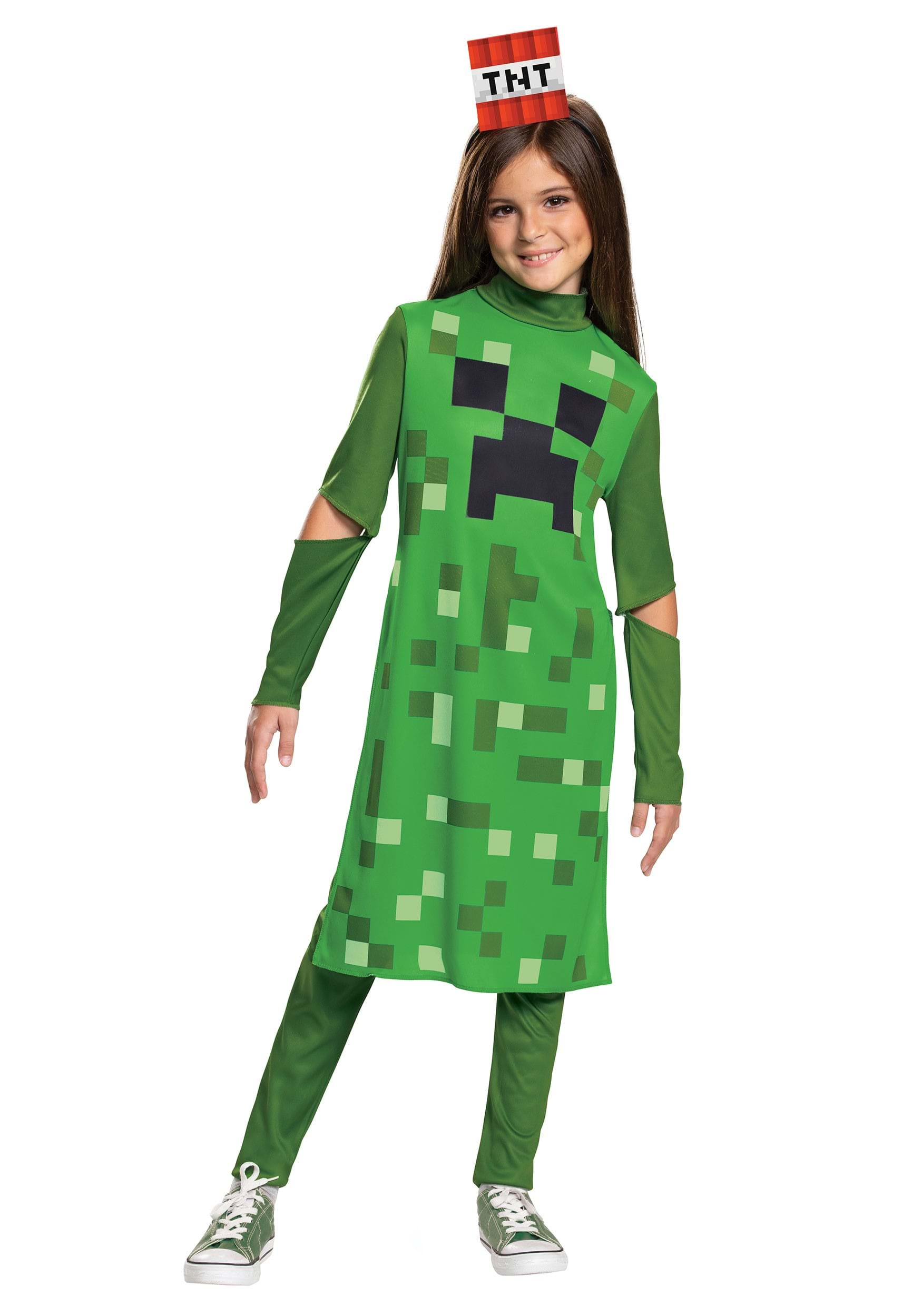 Photos - Fancy Dress Classic Disguise Girl's Minecraft Creeper  Costume Black/Green/Red 