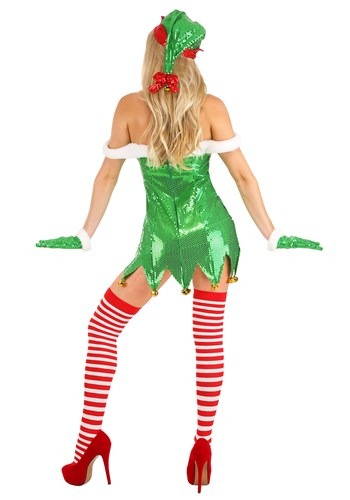 Women's Sexy Green Glitter Elf Dress Costume | Elf Costumes