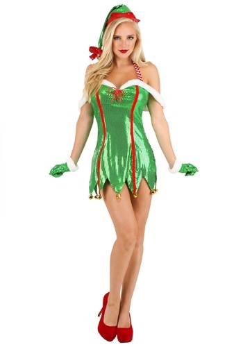 Sexy Green Glitter Elf Costume for Women