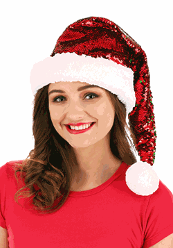 Reversible Sequin Red Green Santa Cap Update