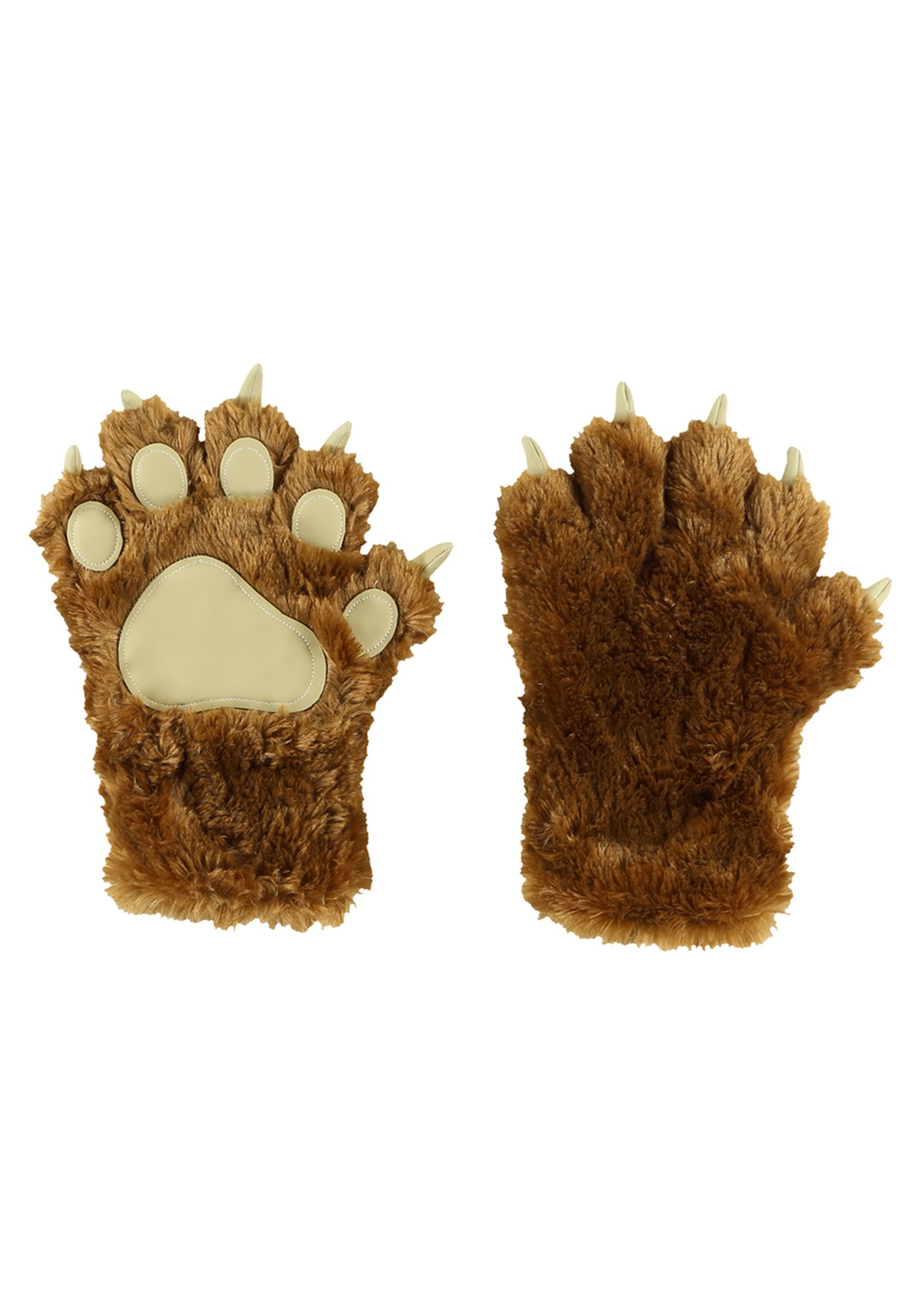 brown furry gloves