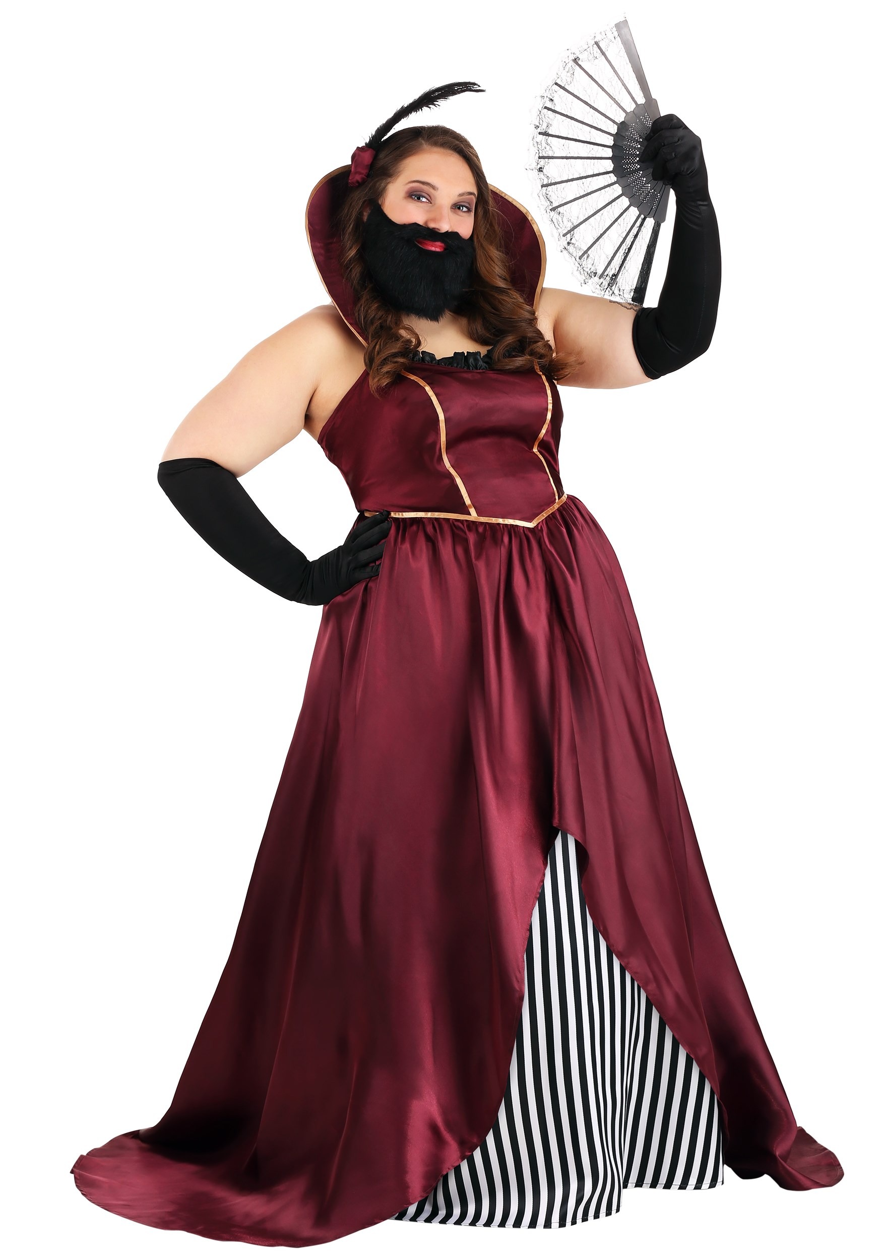 Womens Plus Size Bearded Lady Circus Costume 9654