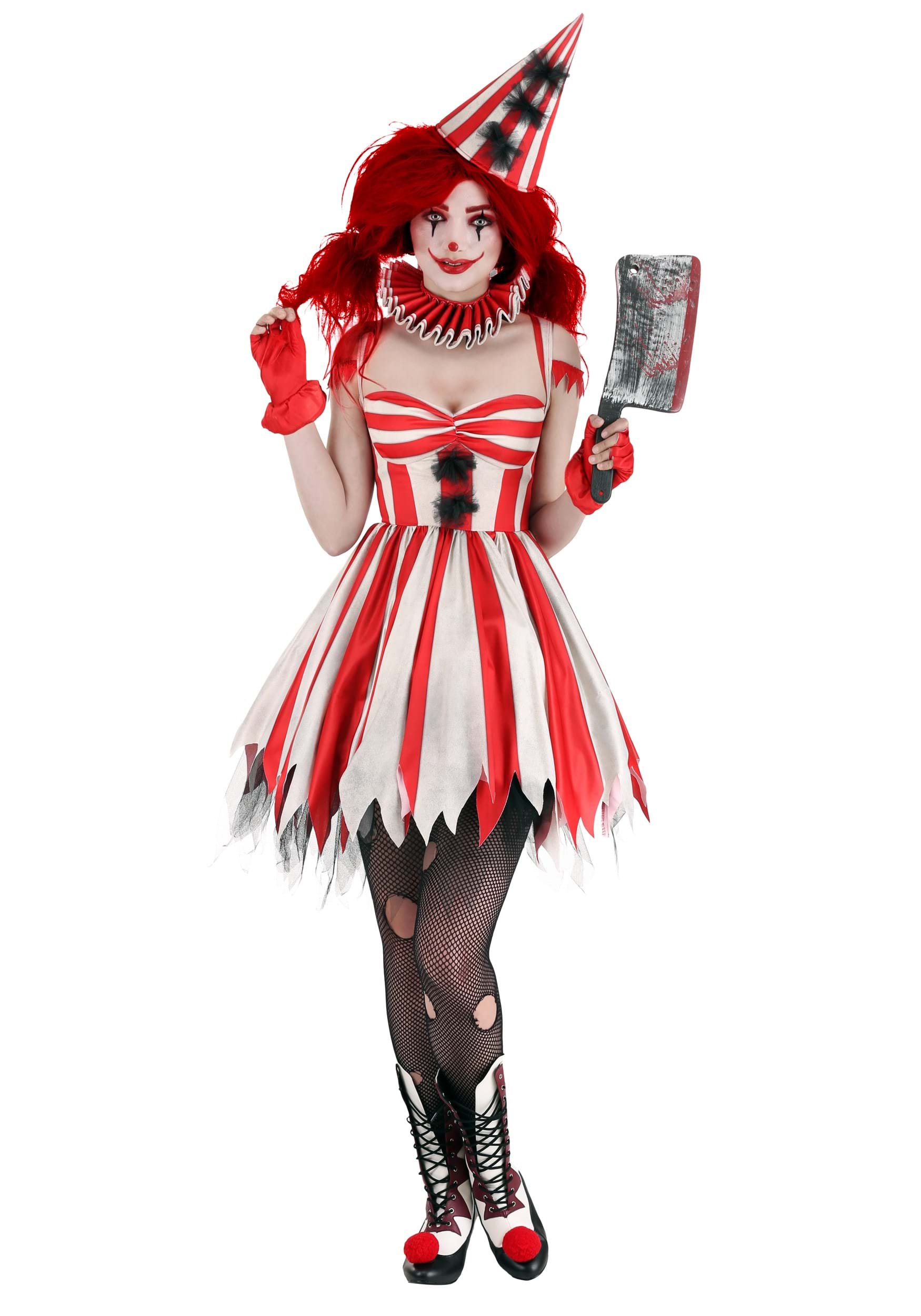 Circus Clown Lady Hooped Dress Adult Womens Ladies Fancy Dress Costume 