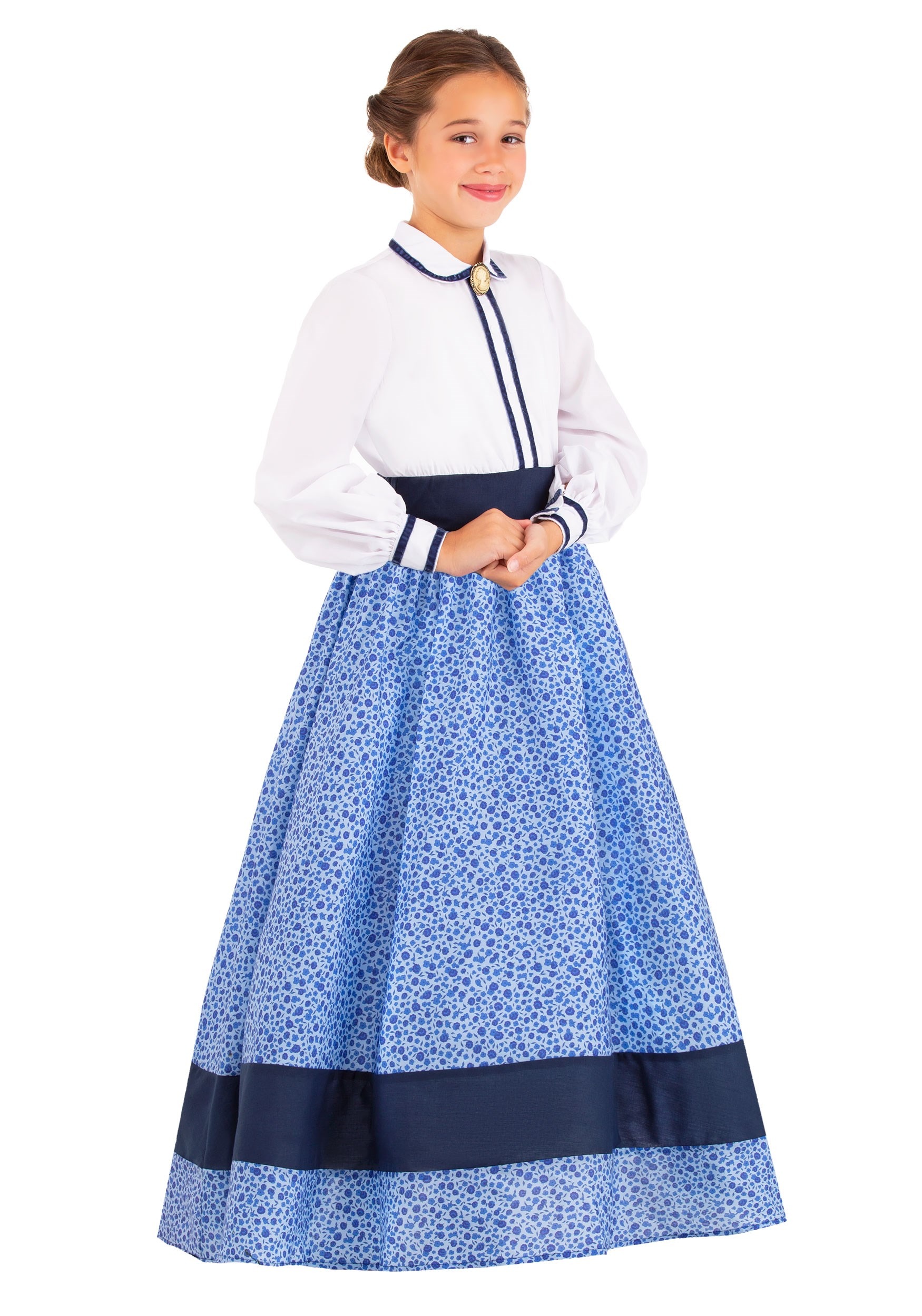 Dress Up America Pioneer Costume For Girls – Colonial Prairie Dress (Multi-Color, Polyester)