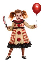 Girls Toddler Little Creepy Clown Costume Alt 1
