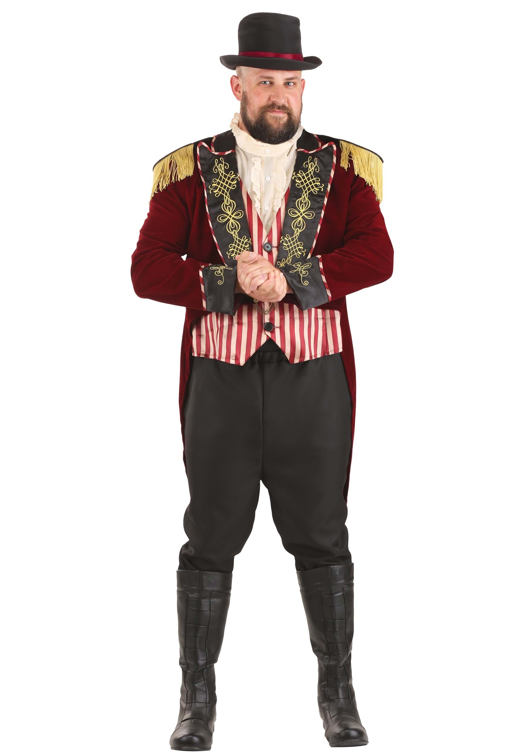 Photos - Fancy Dress FUN Costumes Men's Plus Size Scary Ringmaster Costume Black/Red/Br