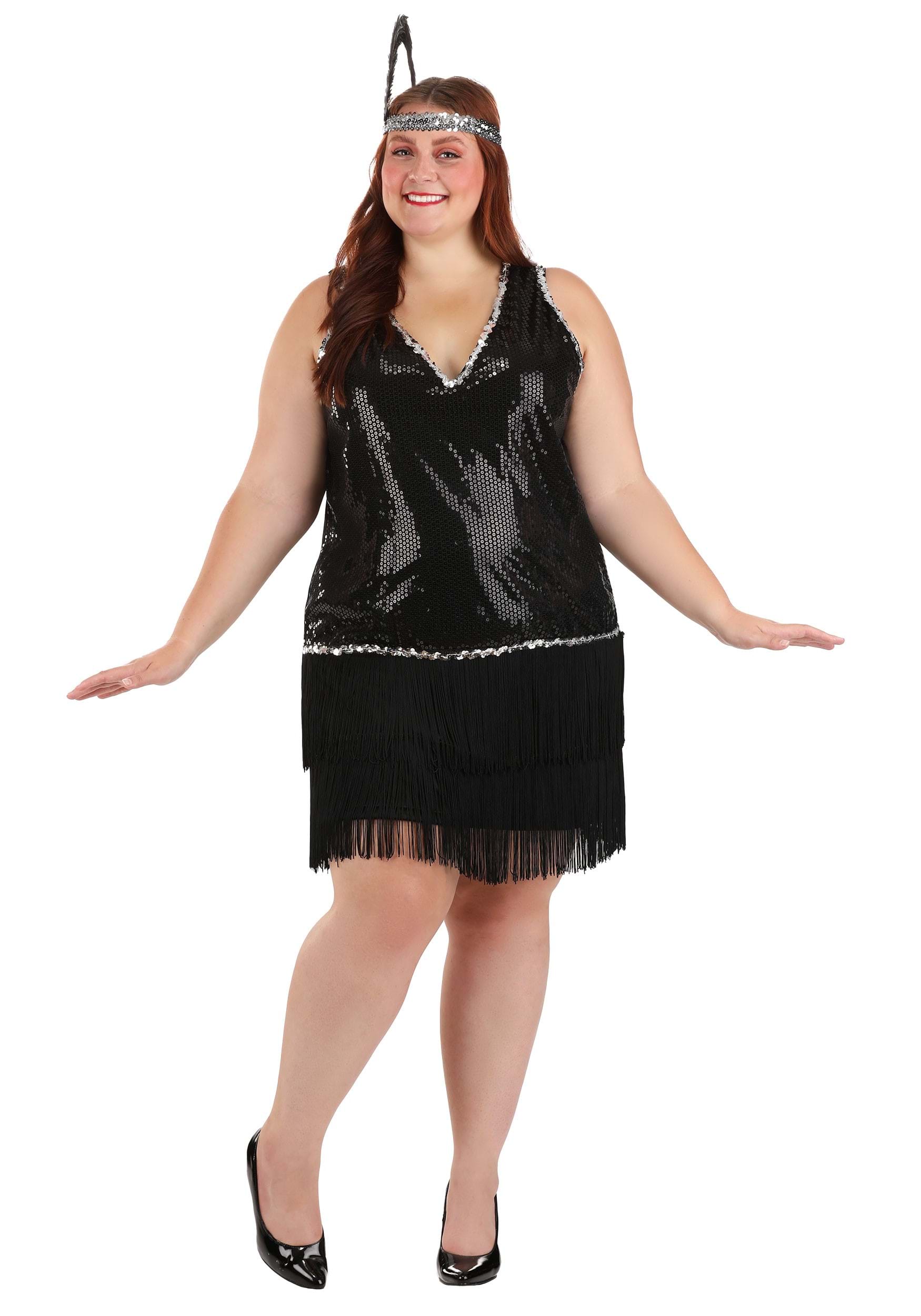 Plus Size Onyx Flapper Costume For Women