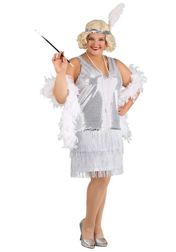 Plus Size Roaring 20s Flapper Dress Cosplay Halloween Costume 18-20, Black  #C58