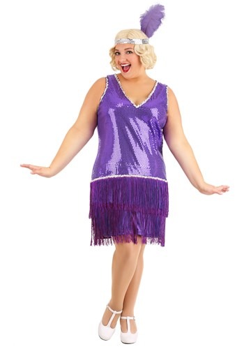 Plus Size Women's Amethyst Purple Flapper Costume