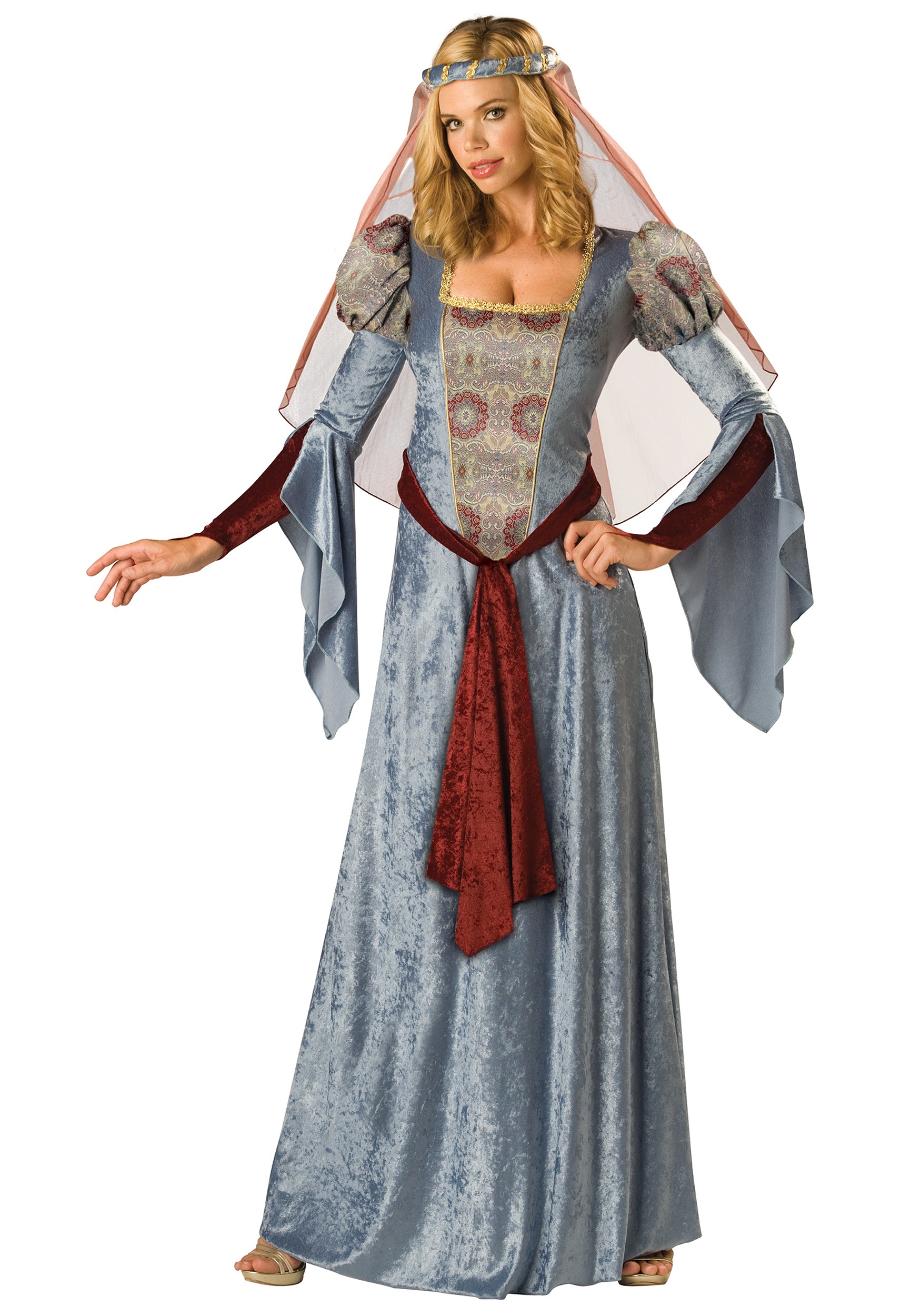 MAID MARIAN MEDIEVAL COSTUME W HEADDRESS & JEWELLERY - Costume Boutique