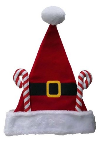 Fleece Santa Hat w/ Candy Canes