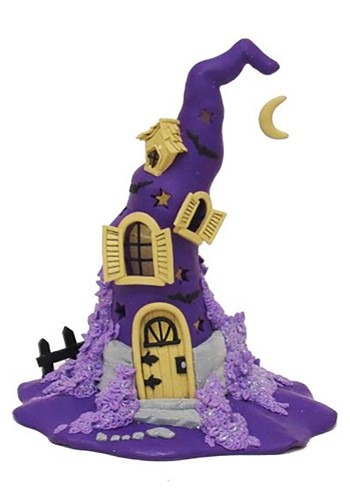 Claydough Halloween Purple LED Witch Hat Tablepiece