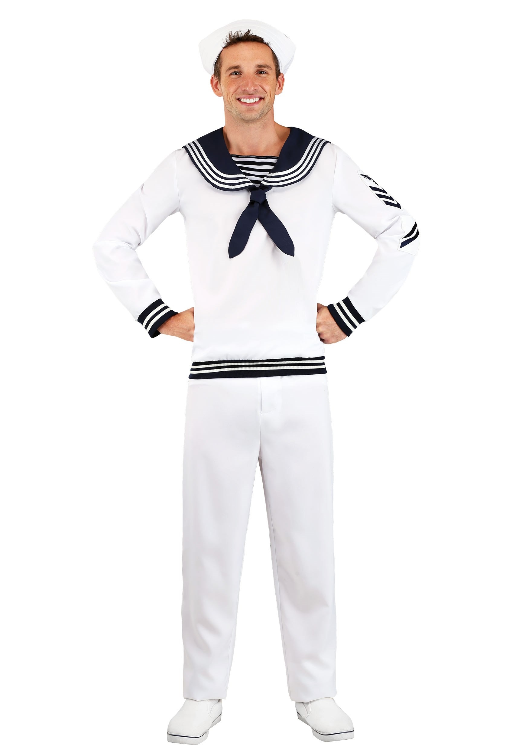Photos - Fancy Dress FUN Costumes Deckhand Sailor Costume for Men Blue/White