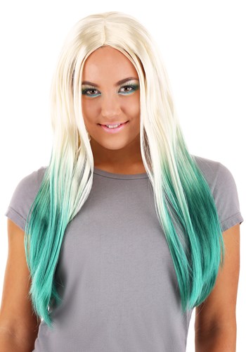 Women's Blonde and Green Ombre Mermaid Wig