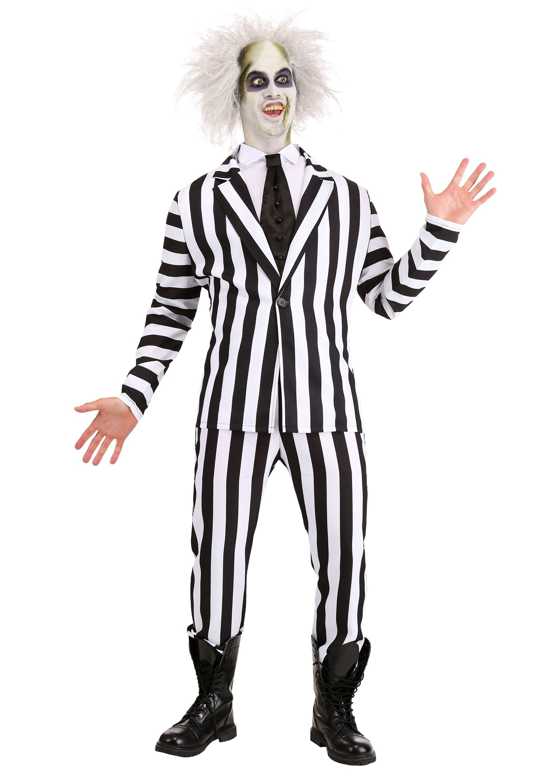 Photos - Fancy Dress Beetlejuice Jerry Leigh  Plus Size Costume for Adults Black/White 