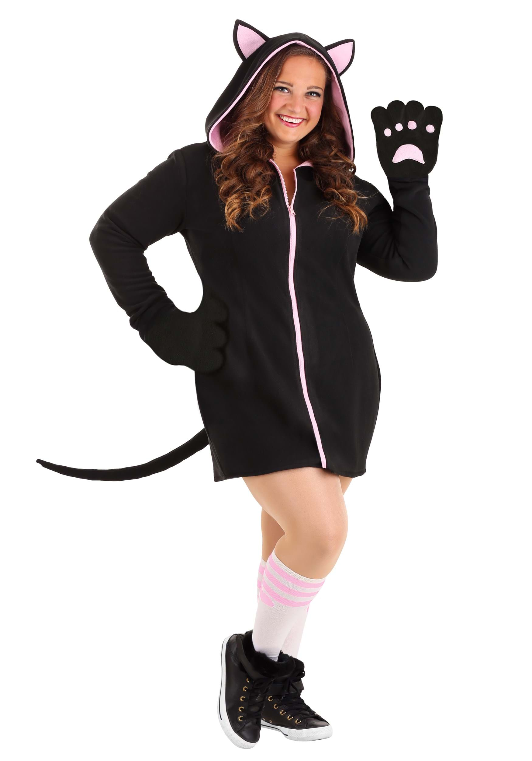 Photos - Fancy Dress FUN Costumes Plus Size Midnight Kitty Costume for Women Black/Pink