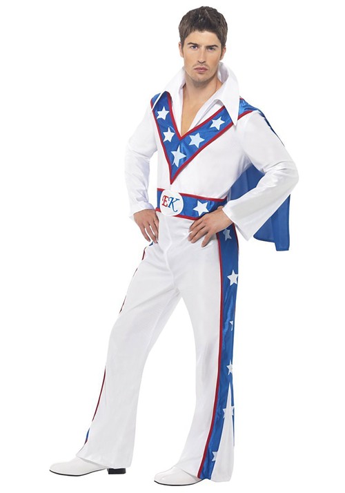 Mens Evel Knievel Jumpsuit Costume Main
