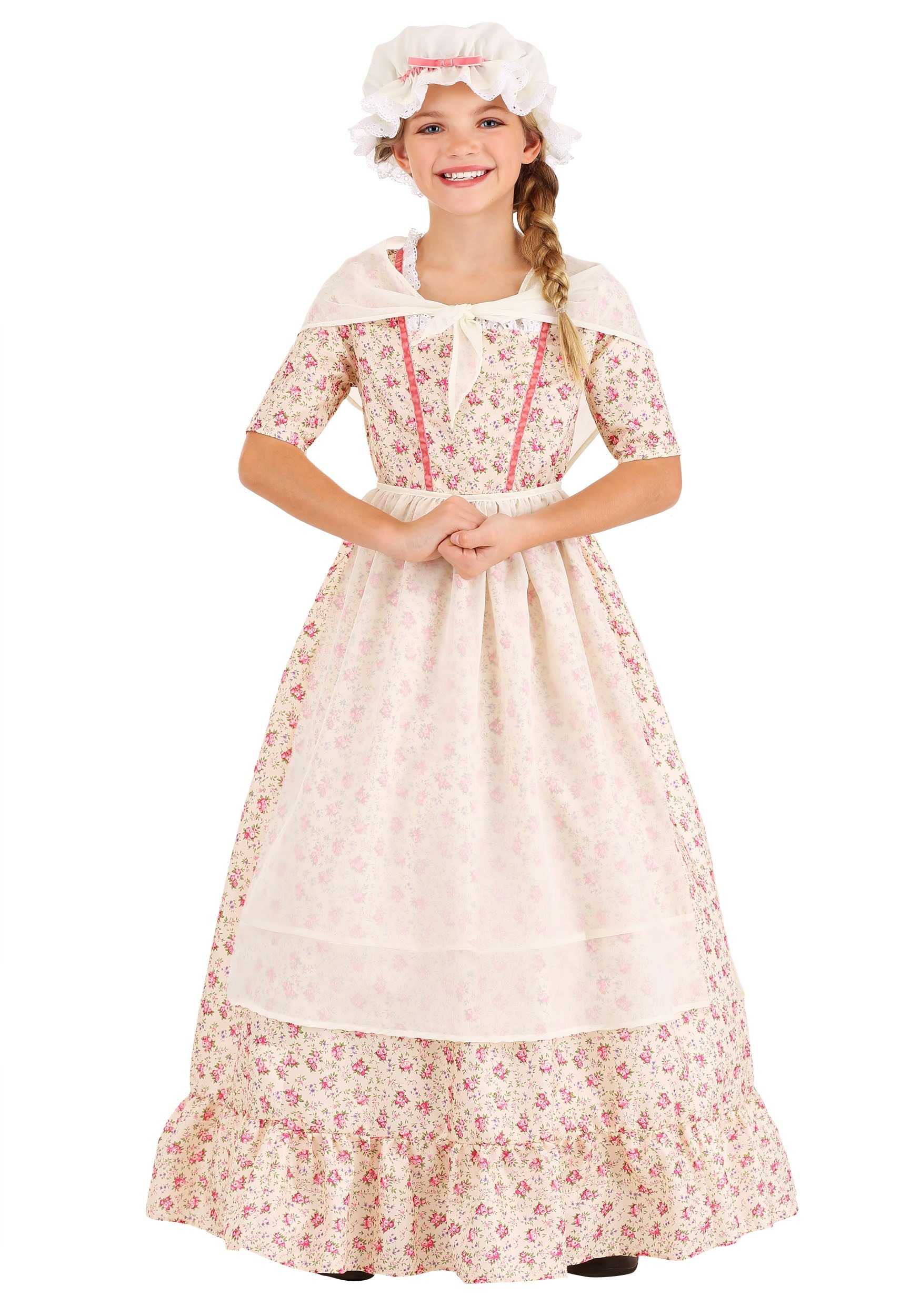 Photos - Fancy Dress FUN Costumes Child Colonial Girl Costume | Historical Costumes Pink/Wh