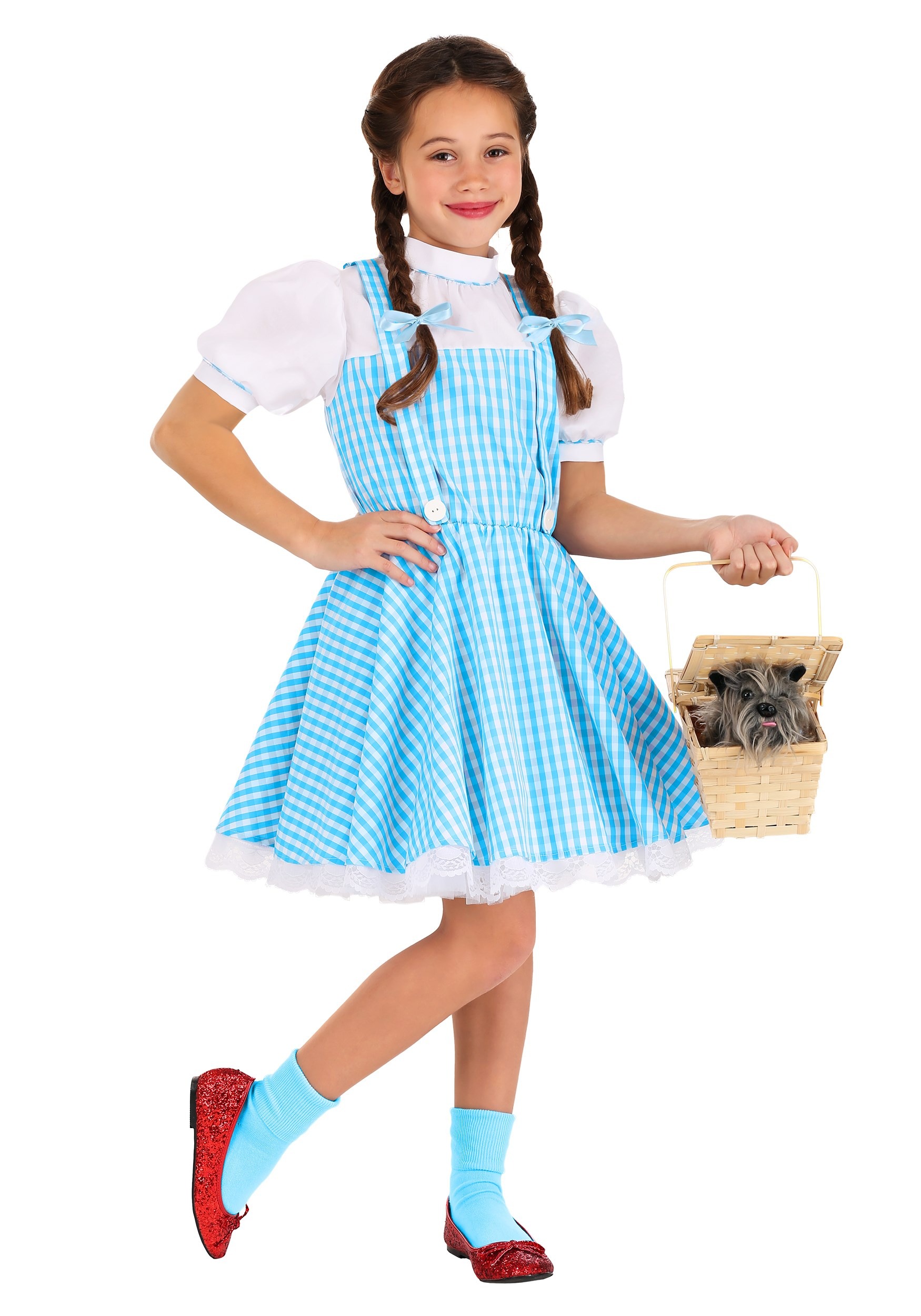 New Wizard Of Oz Dorothy Costume Girls Small Medium Sequin Blue Gingham Dress 