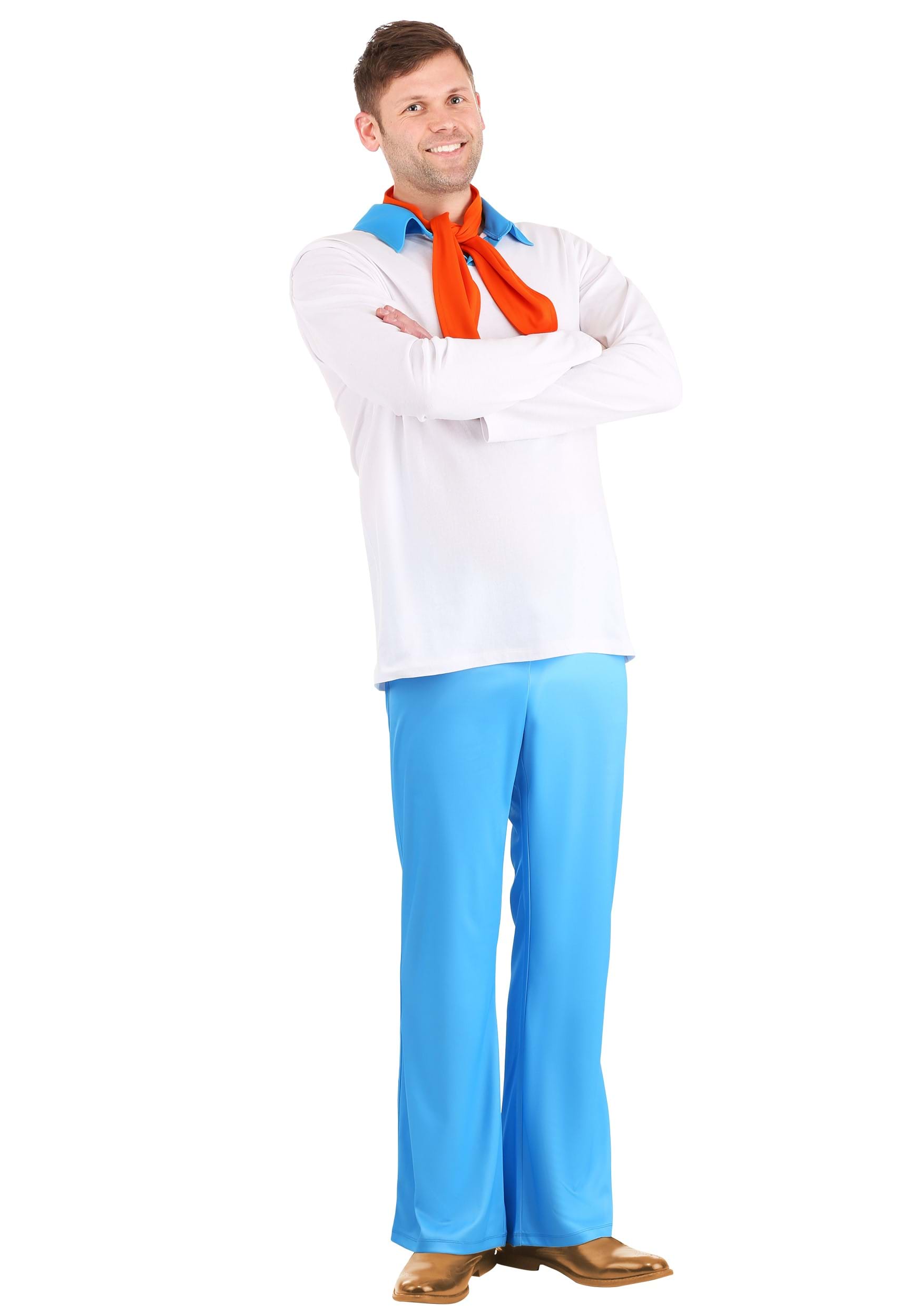 Photos - Fancy Dress Classic FUN Costumes Adult  Scooby Doo Fred Costume | Scooby Doo Costumes Orange/Blue/White 
