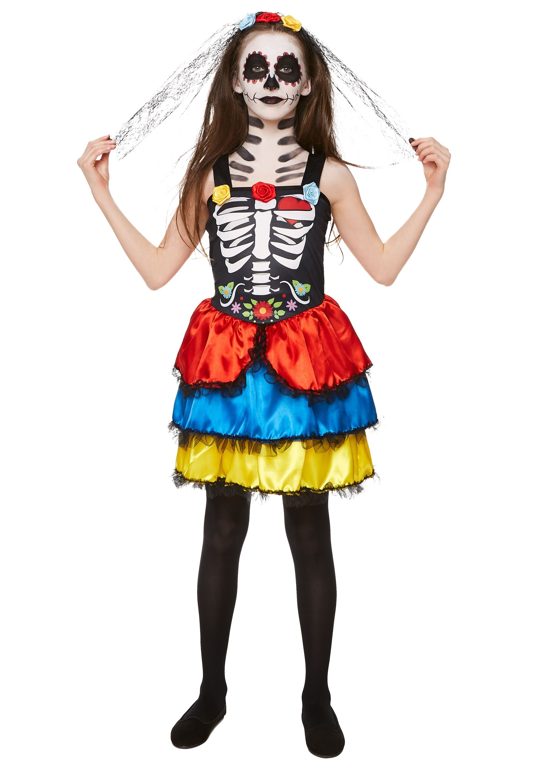 Zombie Untoter Skelett Junge Mädchen Kostüm Halloween Karneval Day of the Dead