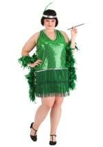 Womens Plus Size Emerald Flapper Costume Alt 2