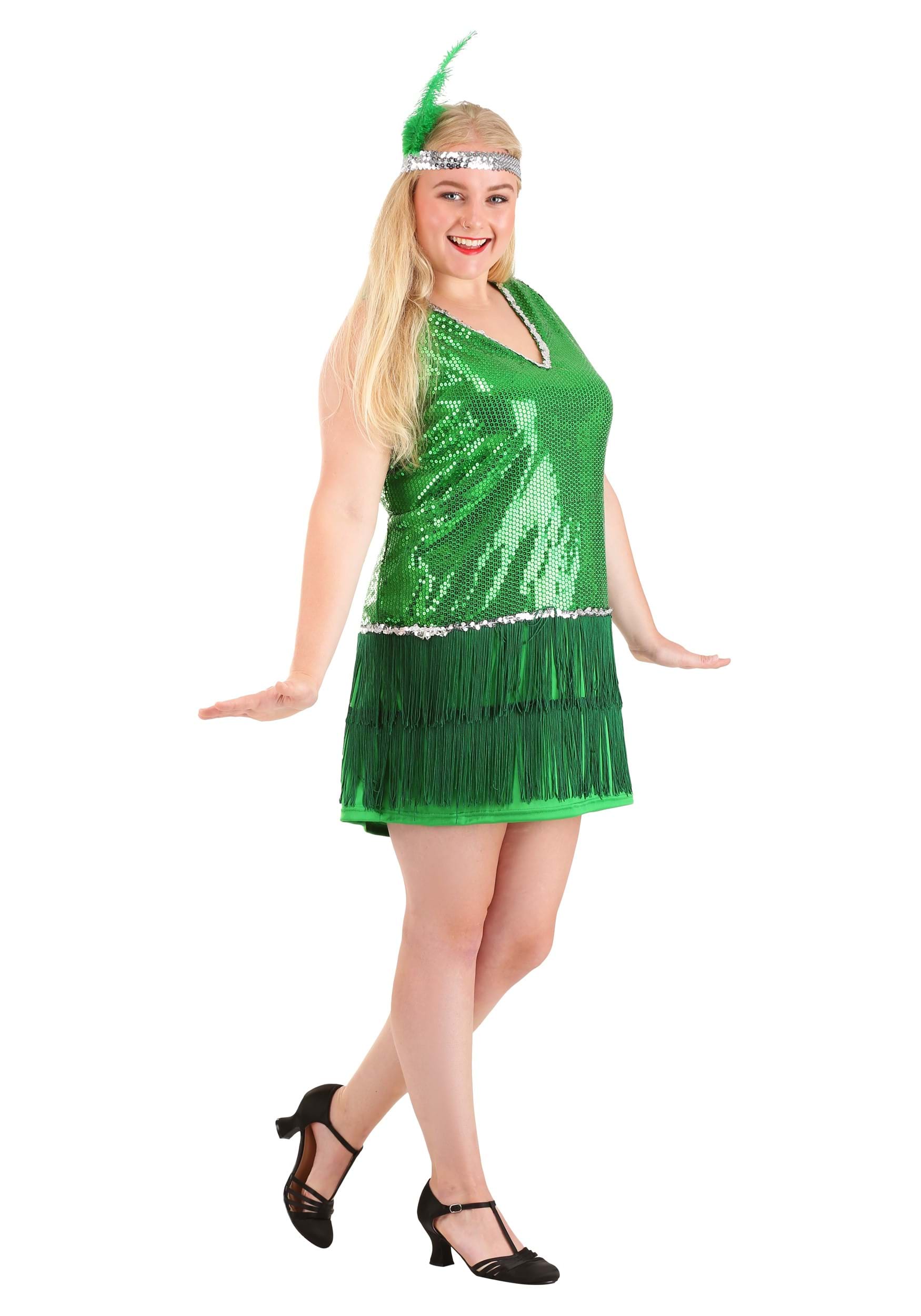Photos - Fancy Dress Emerald FUN Costumes Women's Plus Size  Flapper Halloween Costume Green/ 