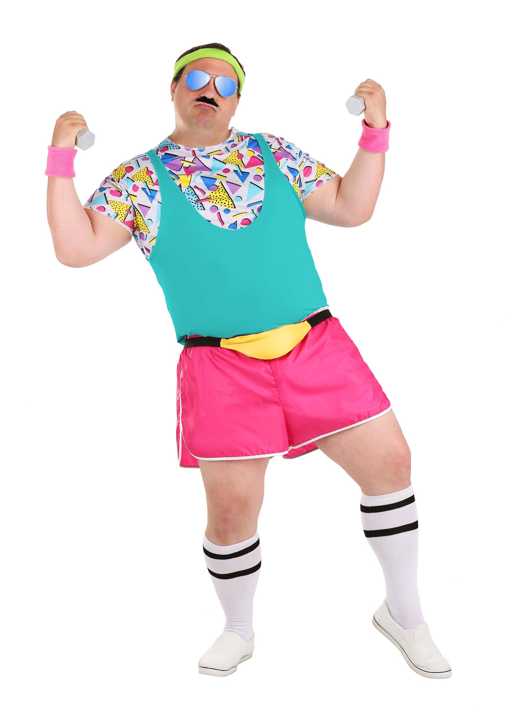 Plus Size Work It Out Men's 80s Costume