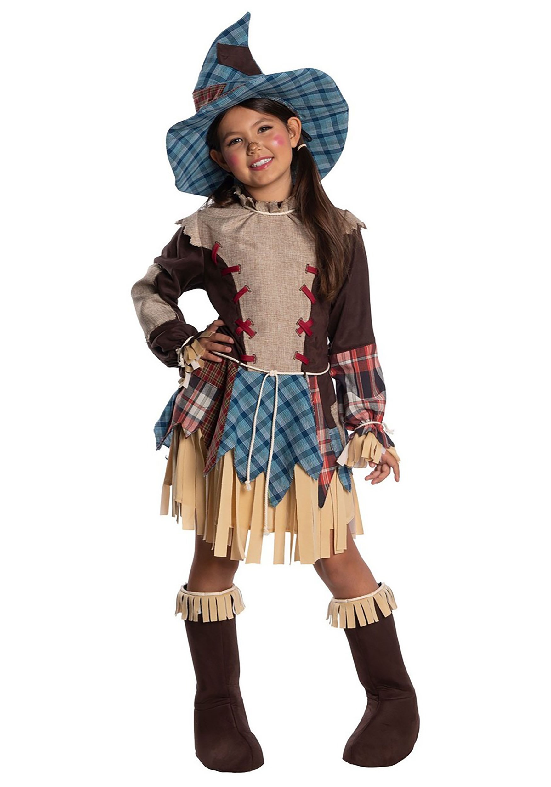 Brand New Patchwork Scarecrow Girl Child Halloween Costume 