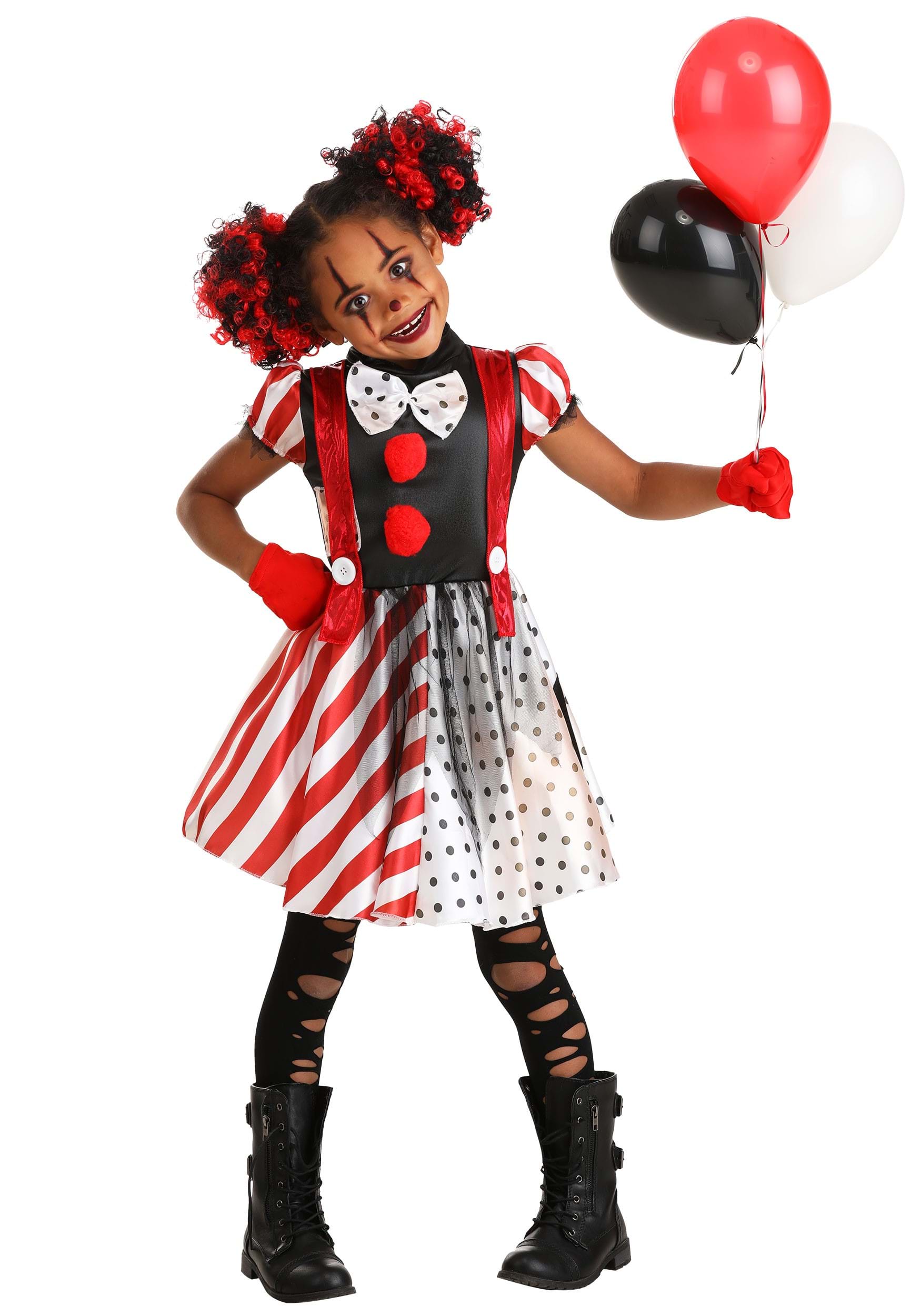 Girls Little Clown Fancy Dress Up Party Costume Halloween Child 