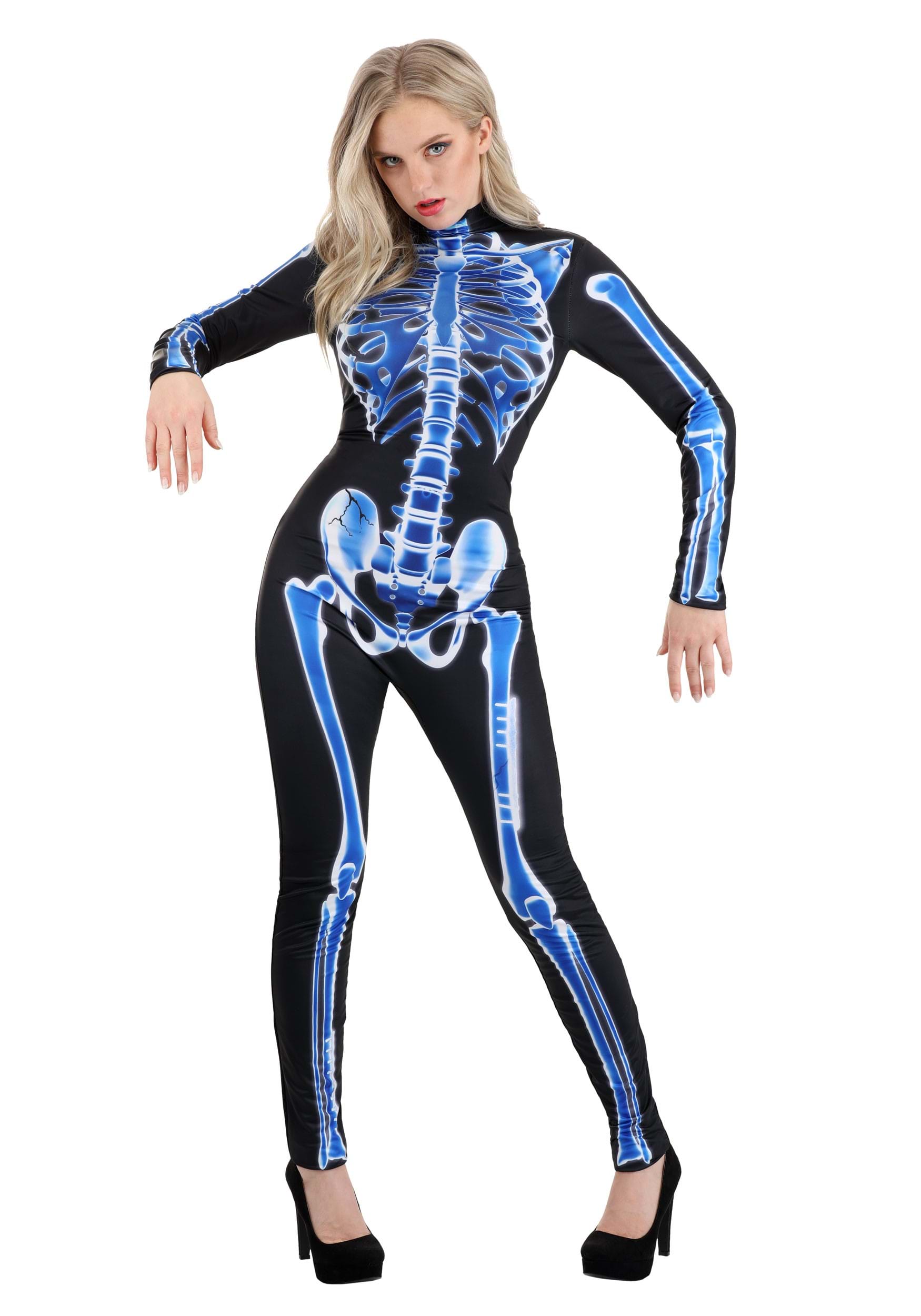 Photos - Fancy Dress X-Ray FUN Costumes  Skeleton Women's Jumpsuit Costume Black/Blue 