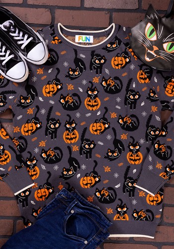 Quirky Kitty Adult Halloween Sweater