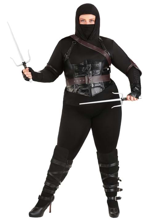 thumbnail image 2 of Leg Avenue Women's Plus-Size Ninja Assassin Costume - 4-Piece Set With Hood And Mask 2 of 12