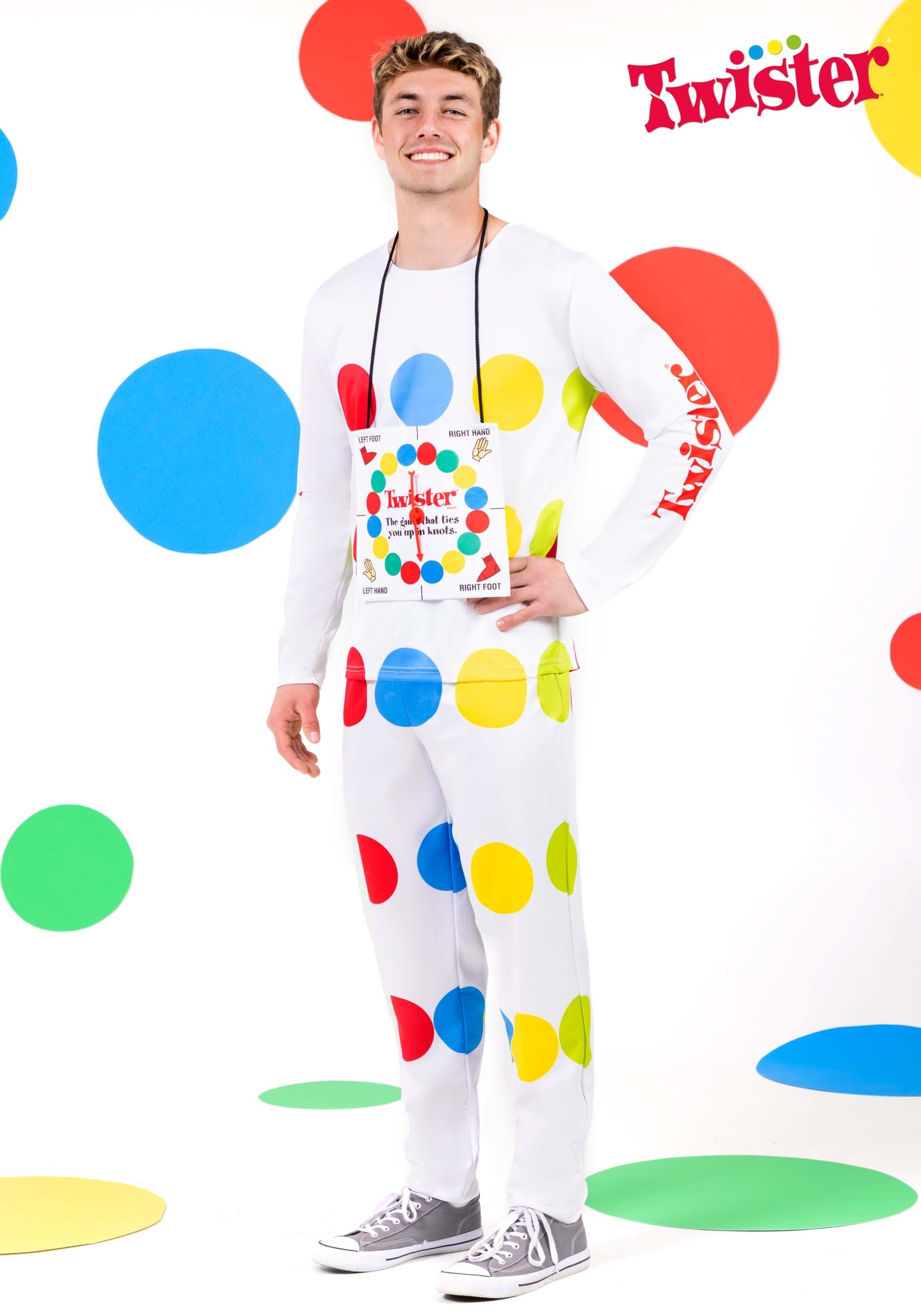 Twister Costume Adult Mens Bodysuit Second Skin Fancy Dress Party Retro Outfit 