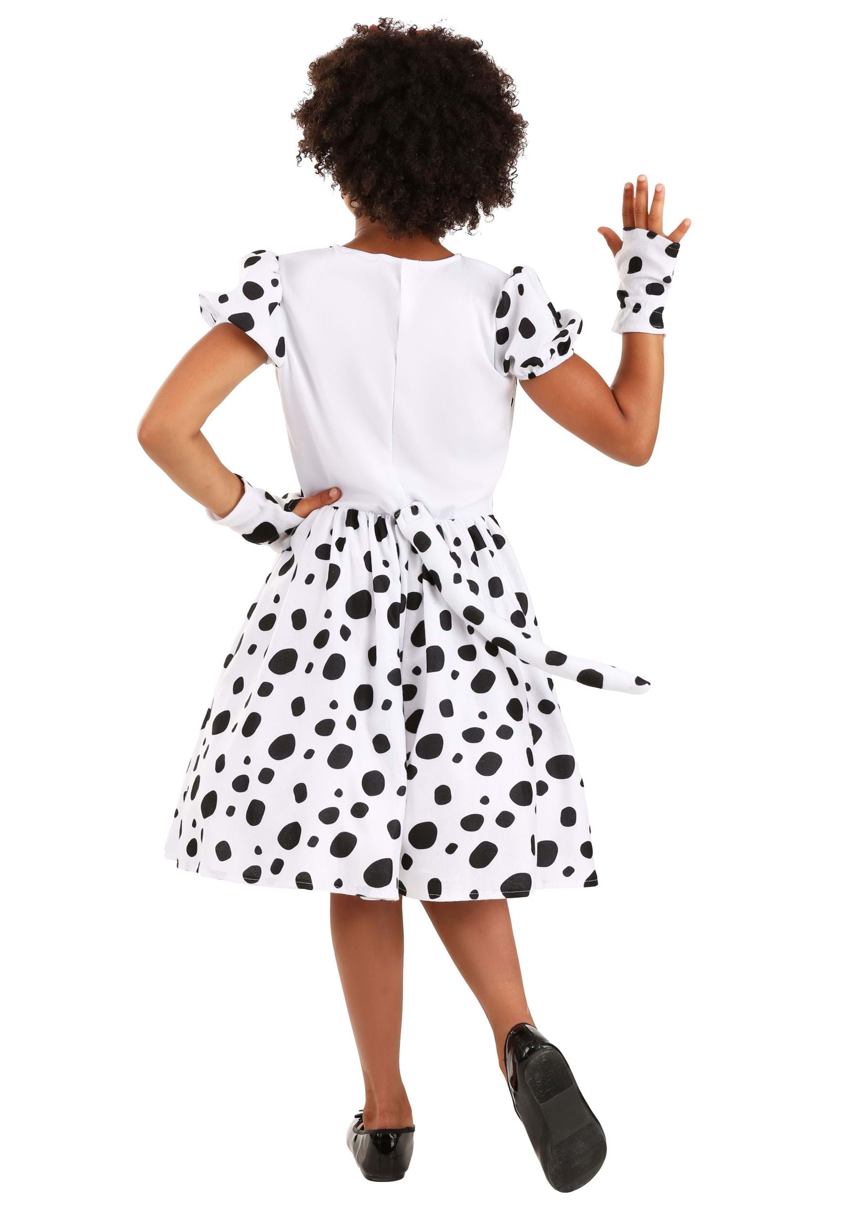 Girls Black And White Dalmatian Spotty Fancy Dress Book Day Costume Tights 6-12