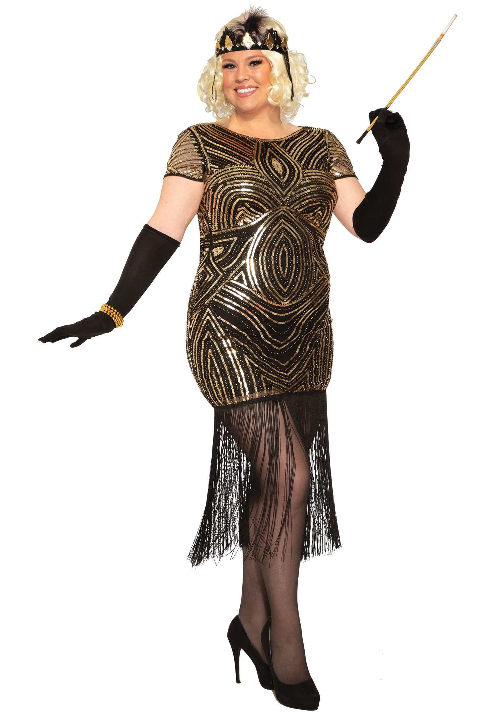 1920s Plus Size Flapper Dresses, Gatsby Dresses, Flapper Costumes Plus Size Womens Art Deco Flapper Dress Costume $64.99 AT vintagedancer.com