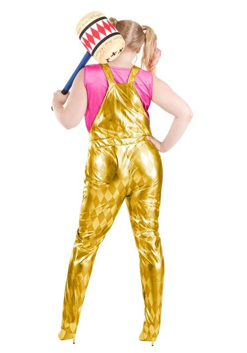 Womens Plus Size Harley Quinn Gold Overalls Costume