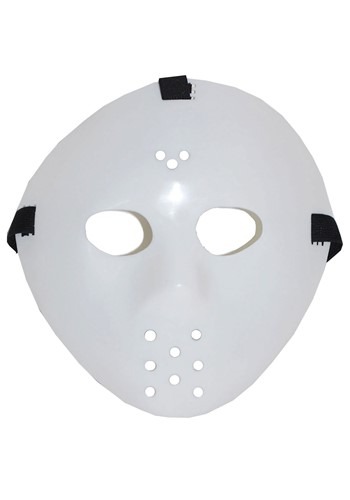 White Plastic Hockey Mask Costume Accessory