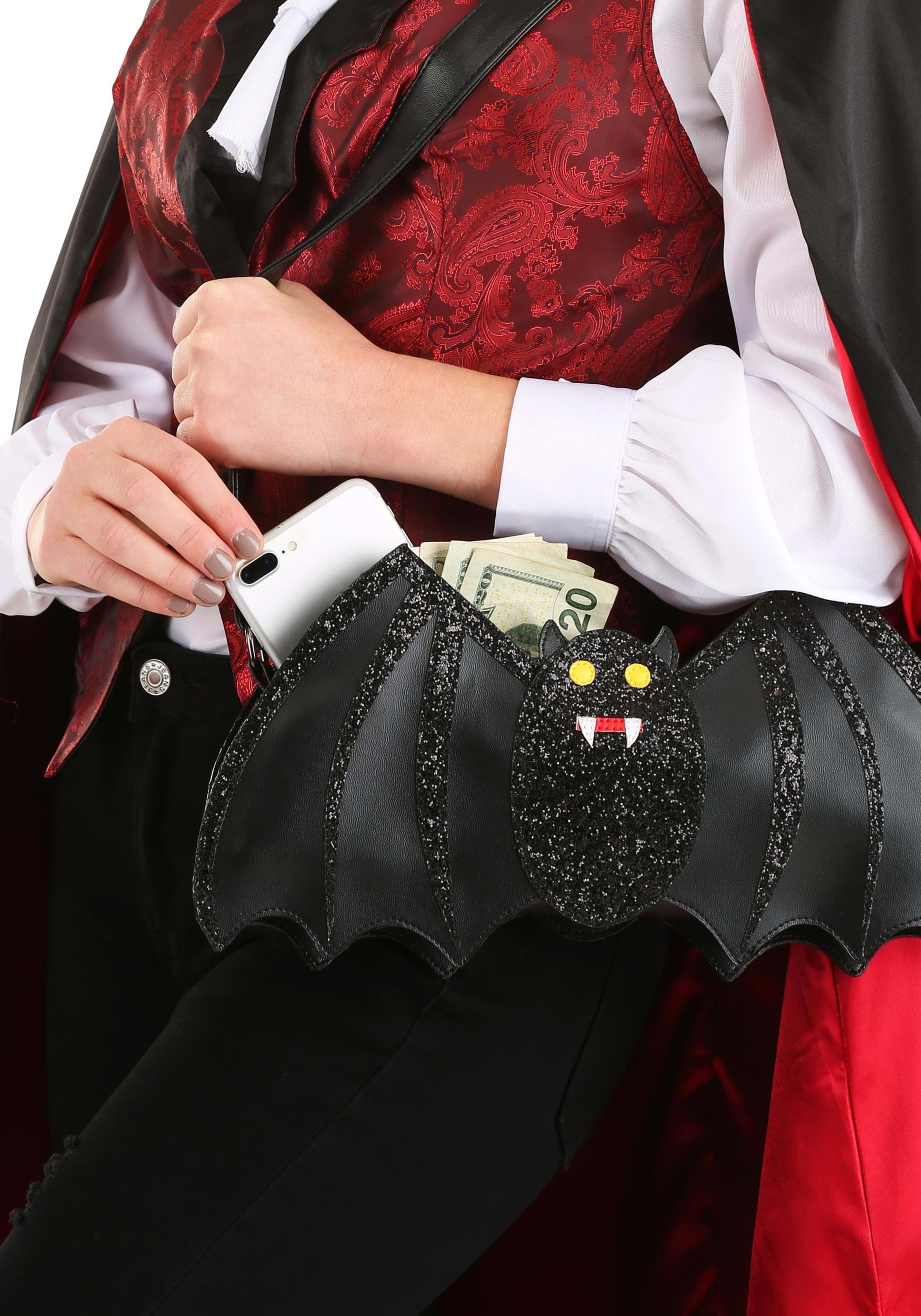 Bat Purse Cute Black Velvet Bat Shaped Fun Zippered Halloween Handbag 