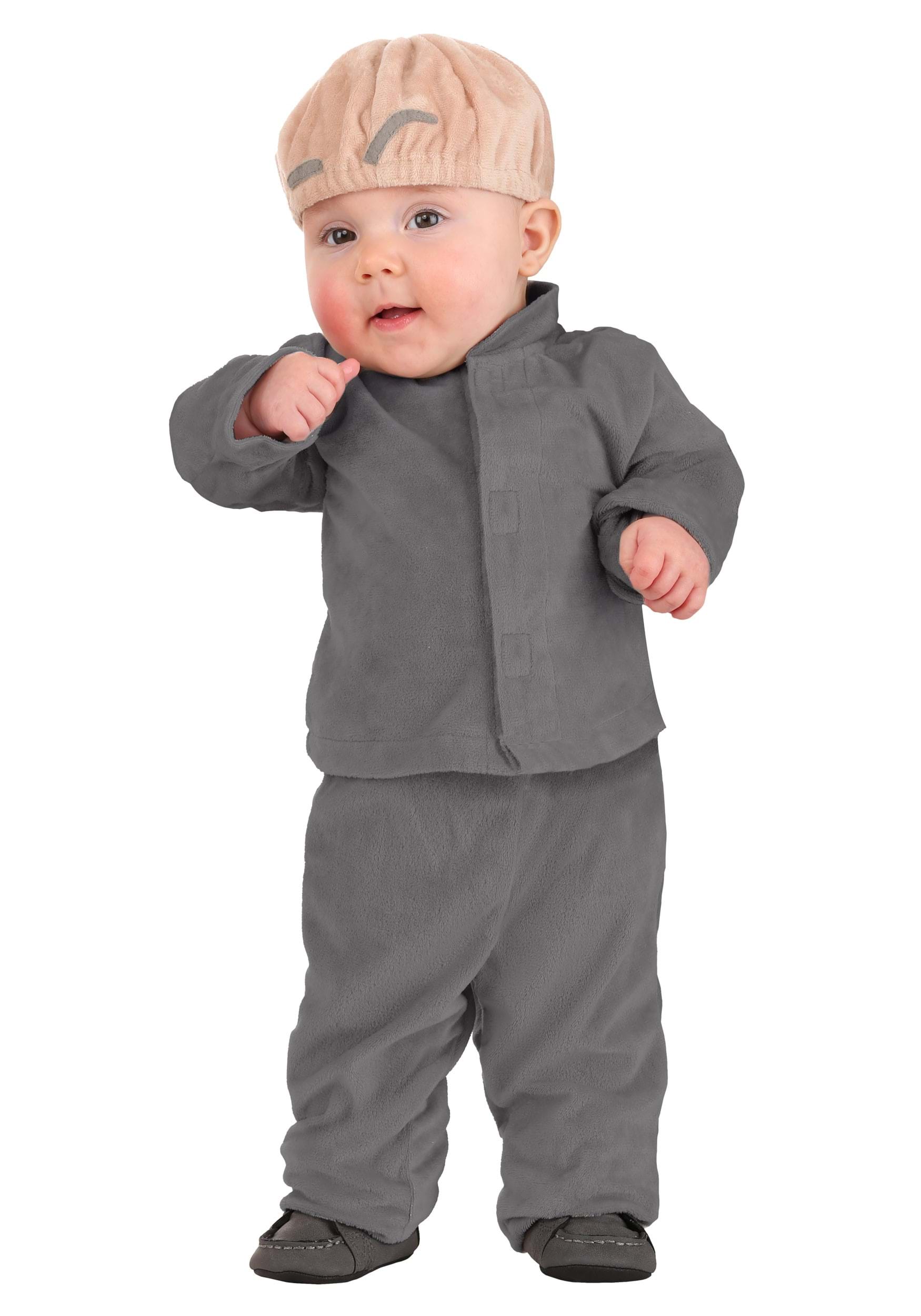 thumbnail image 2 of Mens Evil Doctor Costume Powers 60s Movie Villain Gray Suit Bald Cap Halloween 2 of 12